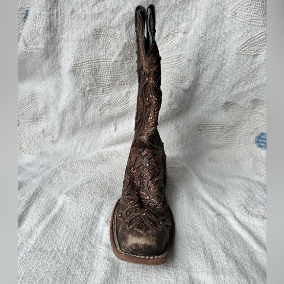 Corral Women's Orix Glitter Inlay & Studs Square Toe Boots Size 8.5 - Picture 4 of 14